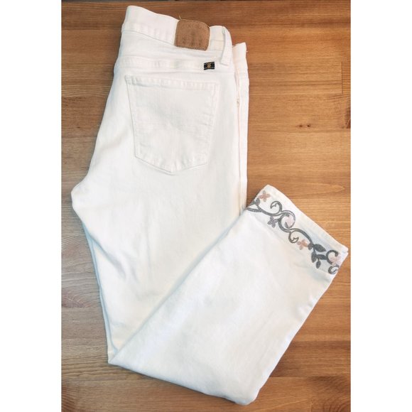 Lucky Brand Denim - $98 Lucky Brand Womens Sweet Crop Jeans Floral Hem 9/29 (30x26.5)